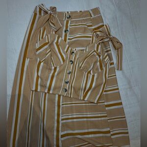 Asos Striped Tan and White Skirt